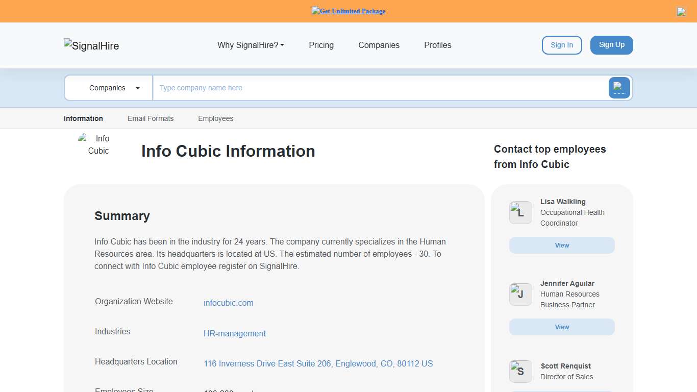Info Cubic Information SignalHire Company Profile